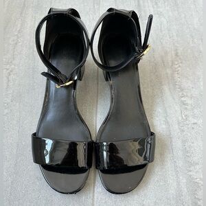 Black Thick Ankle-Strap Women's Heels